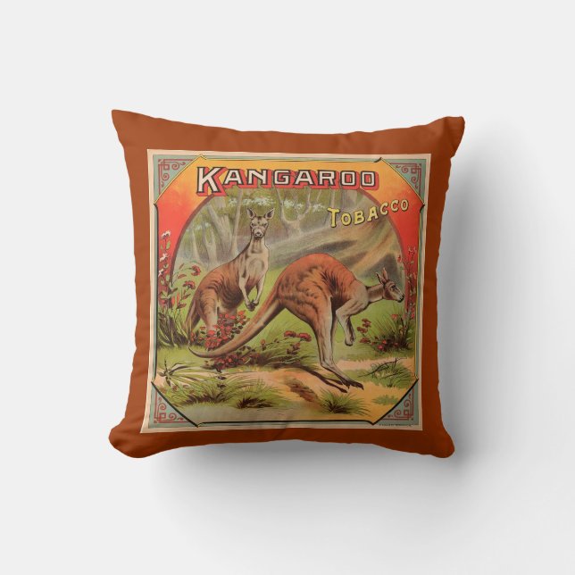 Vintage Kangaroo Advertisement Throw Pillow (Front)