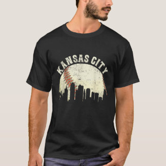 Vintage Kansas City Cityscape Baseball Lover Men W T-Shirt
