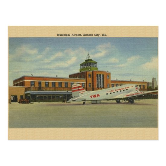 Vintage Kansas City Municipal Airport Post Card