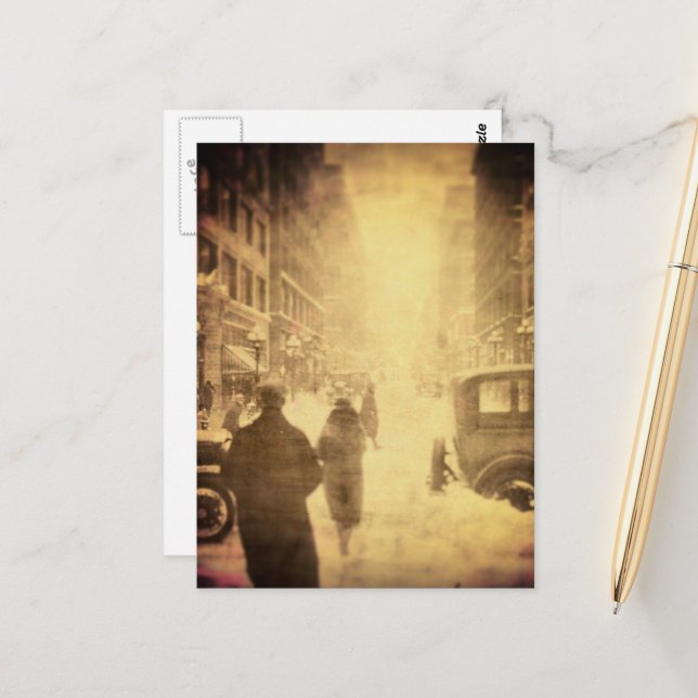 Vintage Kansas City Scene in Sepia Postcard (Front/Back In Situ)