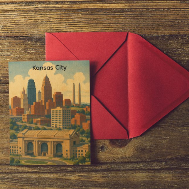 Vintage Kansas City Silhouette Skyline Postcard (Vintage Kansas City Silhouette Skyline Postcard)
