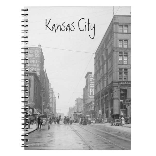 Vintage Kansas City Walnut Street in 1906 Notebook (Front)