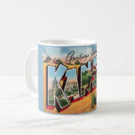 Vintage Kansas  Mug<br><div class="desc">An old colorful postcard greeting from Kansas. If you prefer a different background color on the mug - it's easy to change.</div>