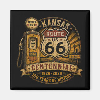 Vintage Kansas Route 66 Highway Collectible Magnet