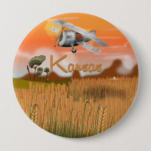 "Vintage Kansas Wheat field Travel Poster" "kansas Button