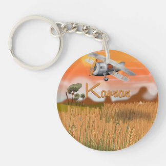"Vintage Kansas Wheat field Travel Poster" "kansas Keychain