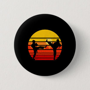Vintage Karate Kids Martial Arts Fighter Retro Kar Button