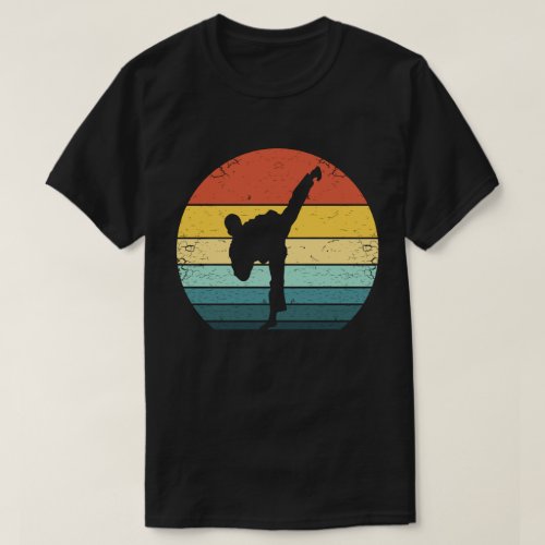 Vintage Karateka Silhouette on a Retro Sunset T_Shirt