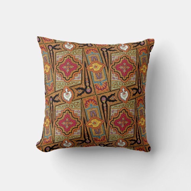 Vintage Kashmir Pattern Design Throw Pillow (Front)