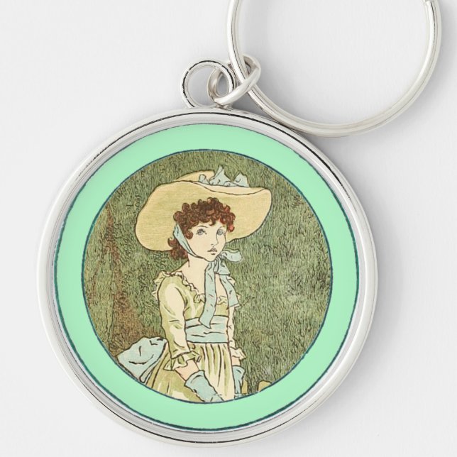 Vintage Kate Greenaway Book Illustration Keychain (Front)