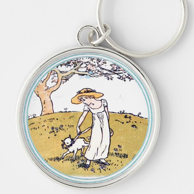 Vintage Kate Greenaway Book Illustration Keychain (Front)