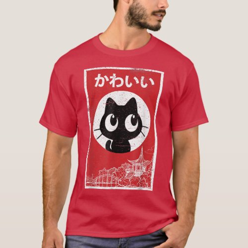 Vintage Kawaii Black Cat Ramen Lover Retro Japanes T_Shirt