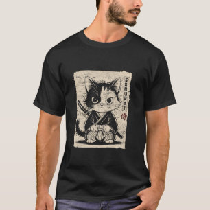 Vintage Kawaii Samurai Ninja Cat Japanese Anime Ae T-Shirt