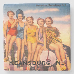 Vintage Keansburg, NJ Beach Scene - Jersey Shore Stone Coaster