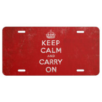 Vintage Keep Calm and Carry On License Plate