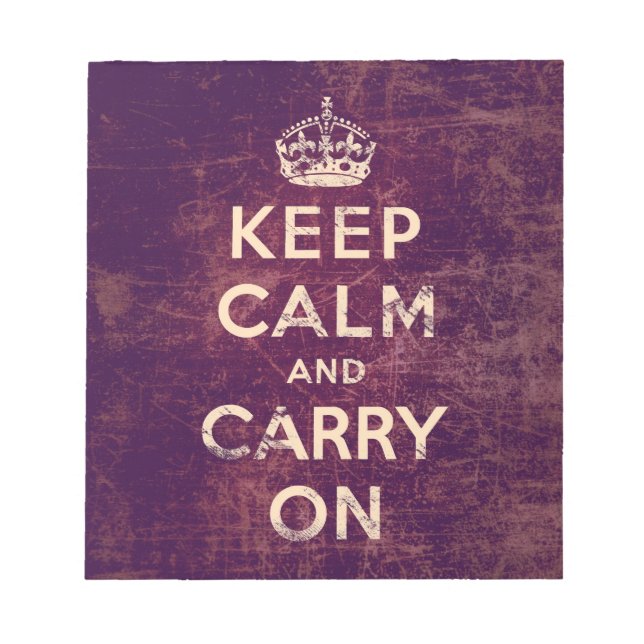 Vintage keep calm and carry on notepad (Front)