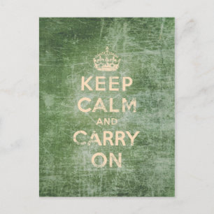 Vintage keep calm and carry on postcard