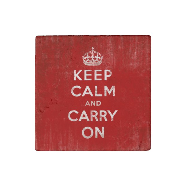Vintage Keep Calm and Carry On Stone Magnet (Front)