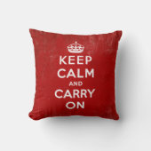 Vintage Keep Calm and Carry On Throw Pillow (Front)