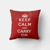 Vintage Keep Calm and Carry On Throw Pillow (Back)