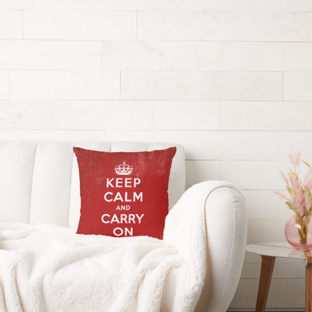 Vintage Keep Calm and Carry On Throw Pillow (Couch)