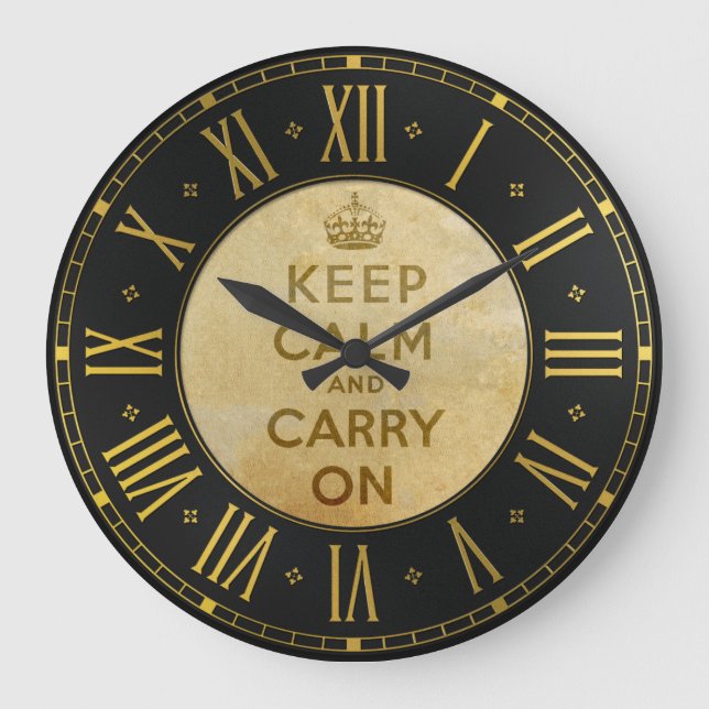 Vintage Keep Calm And Carry On Wall Clock (Front)