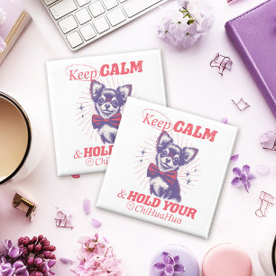 Vintage Keep Calm and Hold Your Chihuahua Quote Magnet