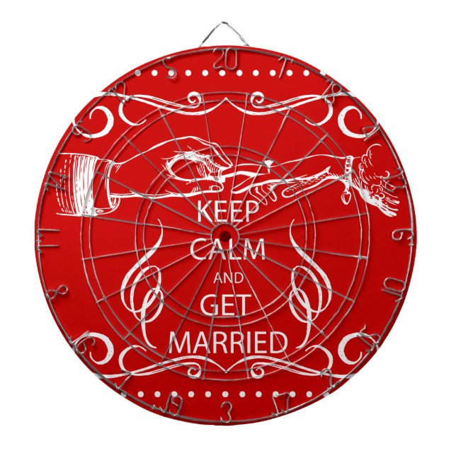 Vintage KEEP CALM  GET MARRIED Dartboard With Darts (Front)