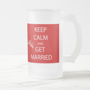Vintage KEEP CALM GET MARRIED Frosted Glass Beer Mug