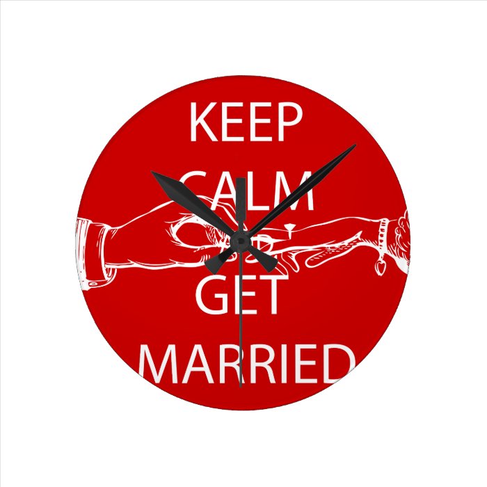 Vintage KEEP CALM  GET MARRIED Round Wallclock