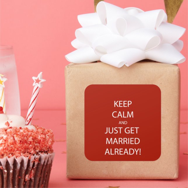 Vintage KEEP CALM  GET MARRIED Square Sticker (Party)