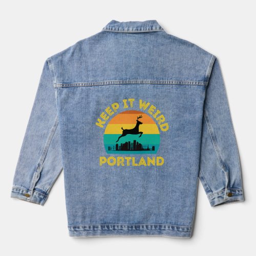 Vintage Keep it Weird Portland Oregon  Denim Jacket