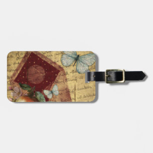 Vintage Keepsake Butterfly Collage Luggage Tag