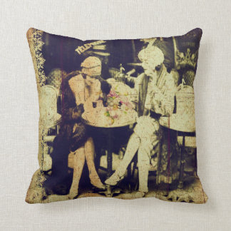 Vintage Keepsake of Outdoor Cafe Throw Pillow