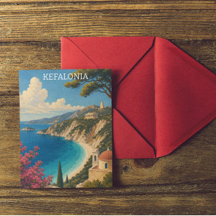 Vintage Kefalonia Greece Island Scenery Postcard