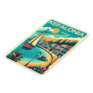 vintage kefalonia greece travel souvenirs magnet