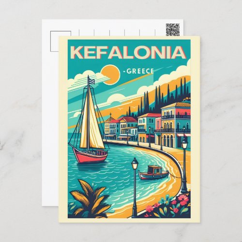 vintage kefalonia greece travel souvenirs postcard