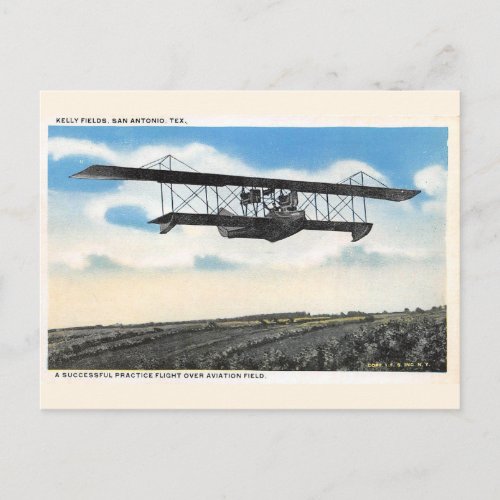 Vintage Kelly Fields Aviation Field Airplane Test Postcard