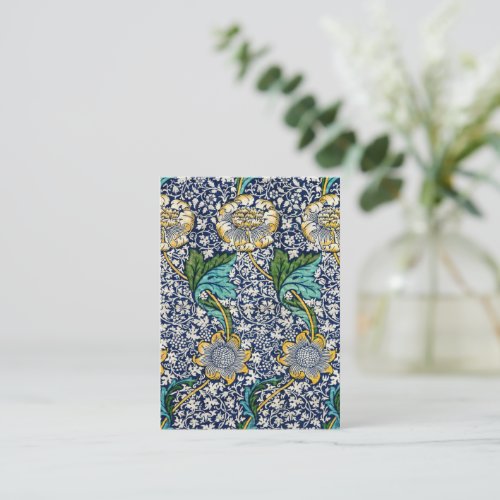 Vintage Kennet Floral William Morris Blue Blank Note Card
