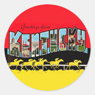 Vintage Kentucky Greetings Postcard Classic Round Sticker