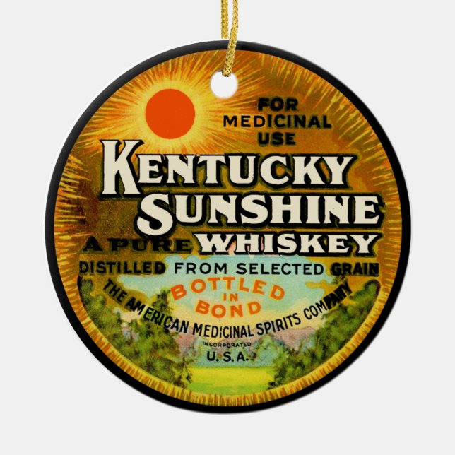 Vintage Kentucky Whiskey Label Ceramic Ornament (Front)