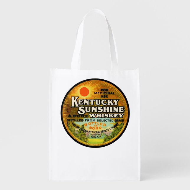 Vintage Kentucky Whiskey Label Grocery Bag (Front)