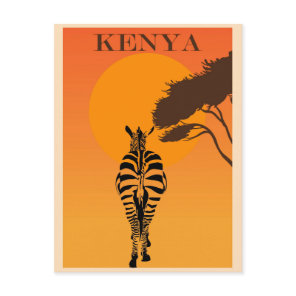 Vintage Kenya Africa African Zebra Travel Postcard