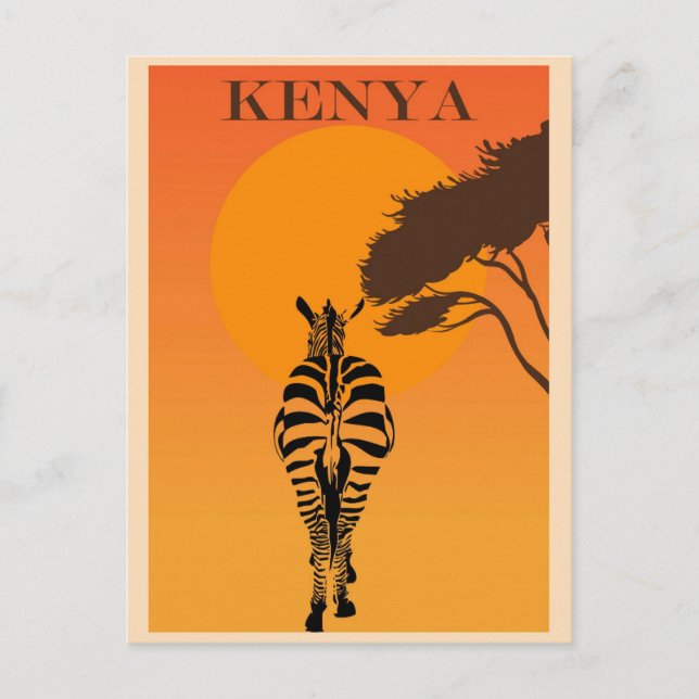 Vintage Kenya Africa African Zebra Travel Postcard (Front)