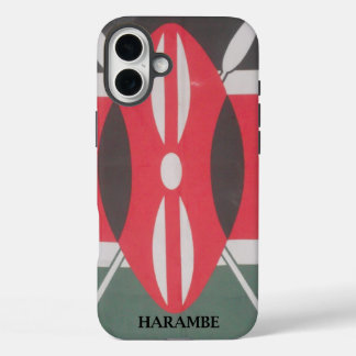 Vintage Kenya Flag Harambe Design iPhone 16 Plus Case