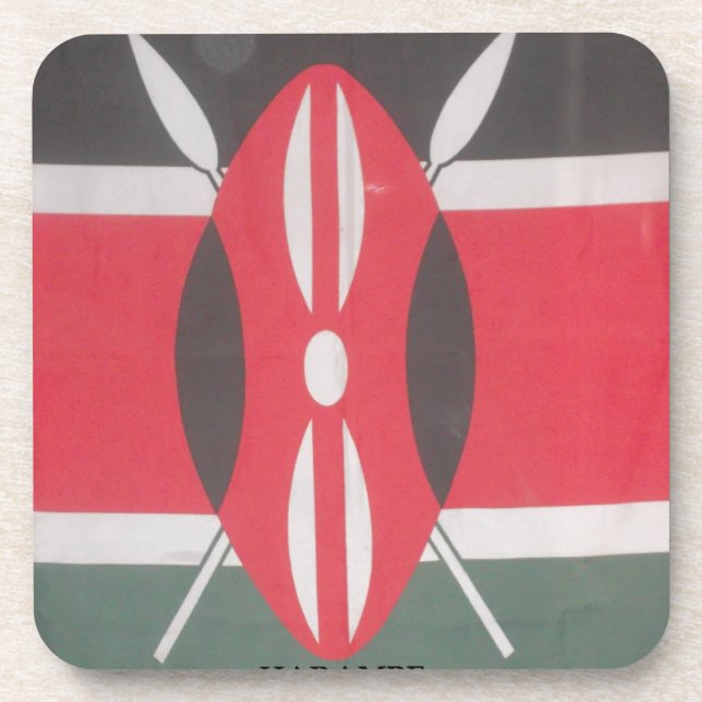 Vintage Kenya Flag Harambe Design Drink Coaster (Front)