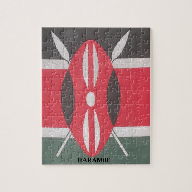 Vintage Kenya Flag Harambe Design Jigsaw Puzzle (Vertical)