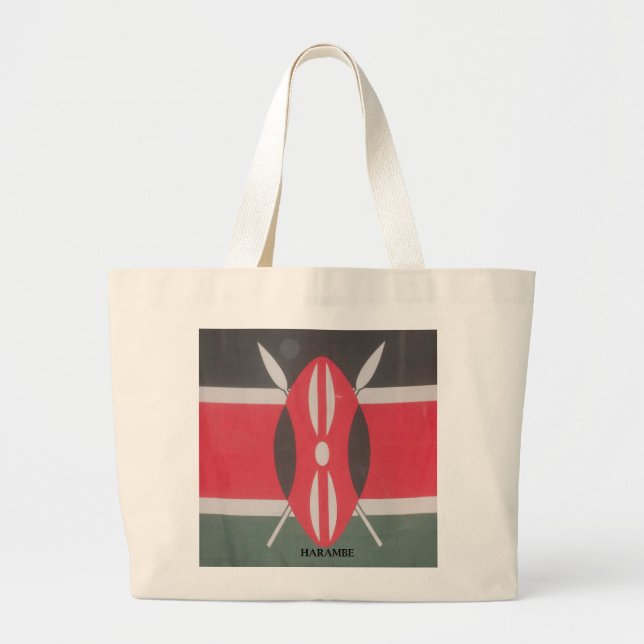Vintage Kenya Flag Harambe Design Large Tote Bag (Front)