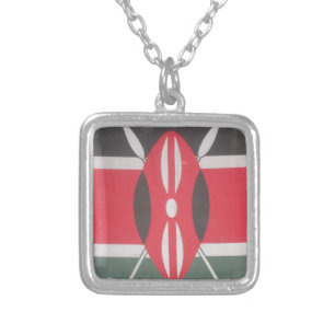 Vintage Kenya Flag Harambe Design Silver Plated Necklace