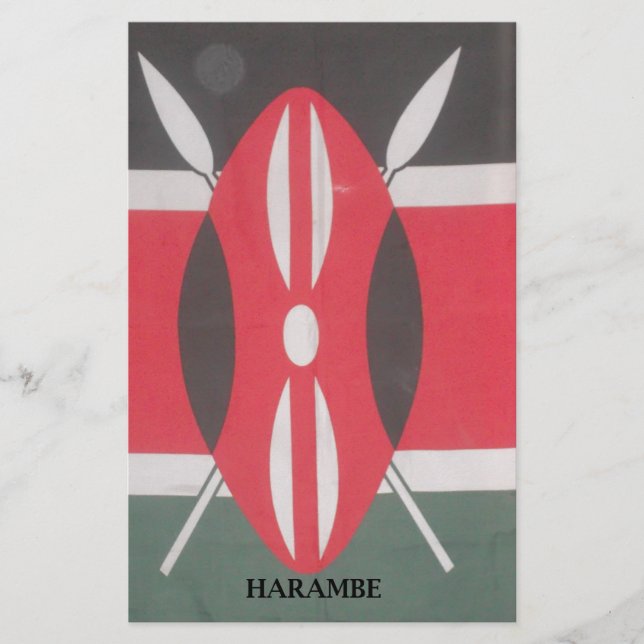 Vintage Kenya Flag Harambe Design Stationery (Front)